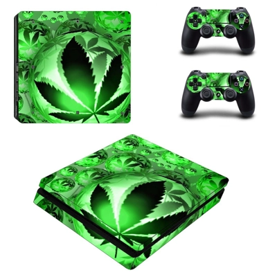 Weed water decal skin for PS4 Slim Console and two control.. Weed water decal skin for PS4 Slim Console and two control..