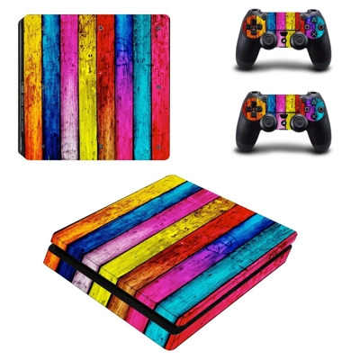 Colorful wooden board decal skin for PS4 Slim Console and .. Colorful wooden board decal skin for PS4 Slim Console and ..