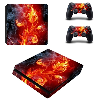 Fire plant decal skin for PS4 Slim Console and two control.. Fire plant decal skin for PS4 Slim Console and two control..