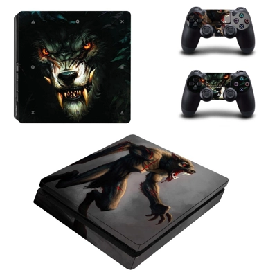 Werewolf decal skin for PS4 Slim Console and two controllers Werewolf decal skin for PS4 Slim Console and two controllers