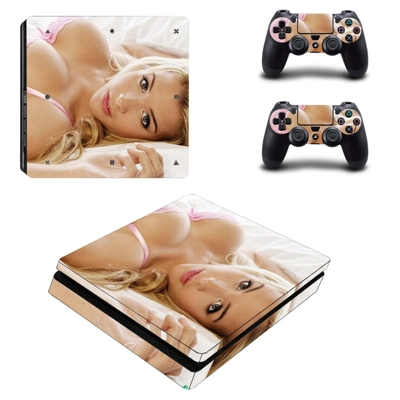 Sexy nice girl decal skin for PS4 Slim Console and two con.. Sexy nice girl decal skin for PS4 Slim Console and two con..