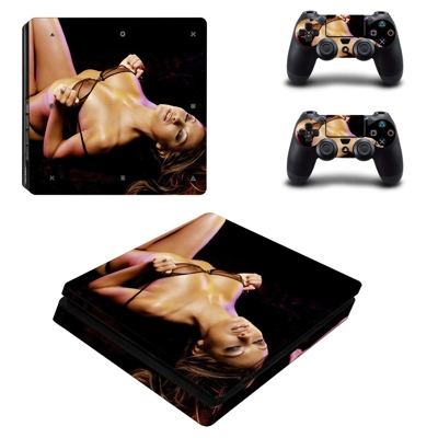 Sexy girl decal skin for PS4 Slim Console and two controll.. Sexy girl decal skin for PS4 Slim Console and two controll..