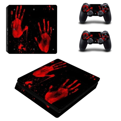 Bloody hand decal skin for PS4 Slim Console and two contro.. Bloody hand decal skin for PS4 Slim Console and two contro..