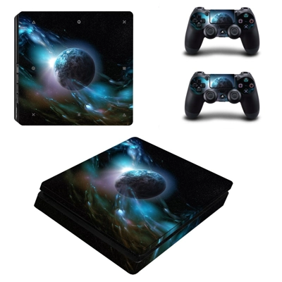 Nice planet decal skin for PS4 Slim Console and two contro.. Nice planet decal skin for PS4 Slim Console and two contro..