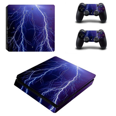 Thunder lighting decal skin for PS4 Slim Console and two c.. Thunder lighting decal skin for PS4 Slim Console and two c..