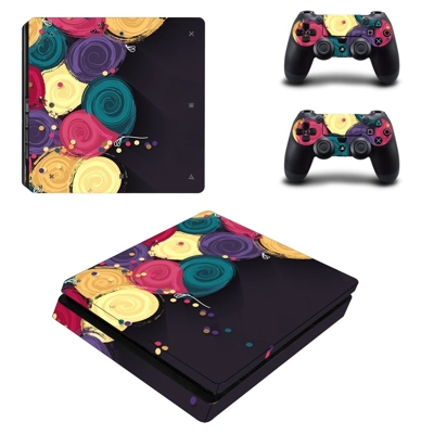 Floral clipart decal skin for PS4 Slim Console and two con.. Floral clipart decal skin for PS4 Slim Console and two con..