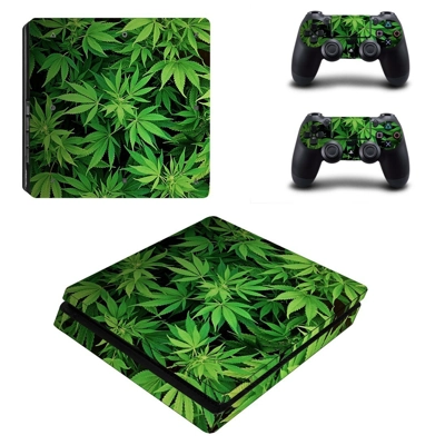 Weed brance decal skin for PS4 Slim Console and two contro.. Weed brance decal skin for PS4 Slim Console and two contro..