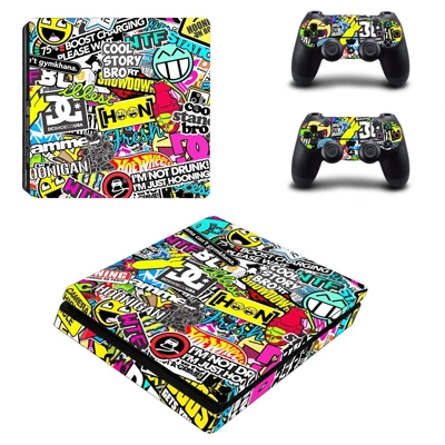 Sticker bomb decal skin for PS4 Slim Console and two contr.. Sticker bomb decal skin for PS4 Slim Console and two contr..