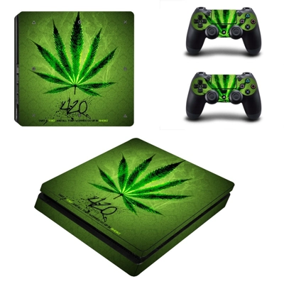 Weed 420 decal skin for PS4 Slim Console and two controllers Weed 420 decal skin for PS4 Slim Console and two controllers