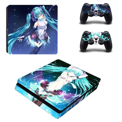 Hatsune miku decal skin for PS4 Slim Console and two contr.. Hatsune miku decal skin for PS4 Slim Console and two contr..