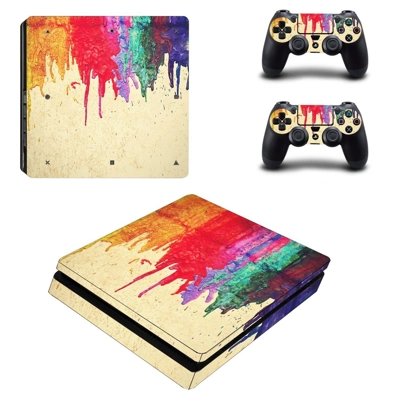 Poured color decal skin for PS4 Slim Console and two contr.. Poured color decal skin for PS4 Slim Console and two contr..