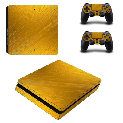 Gold Glossy decal skin for PS4 Slim Console and two contro.. Gold Glossy decal skin for PS4 Slim Console and two contro..