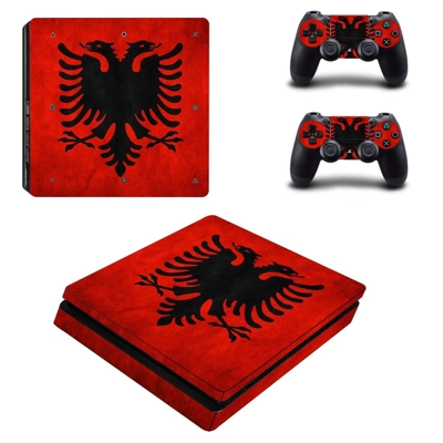 Flag of Albania decal skin for PS4 Slim Console and two controllers