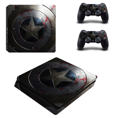 Captain America decal skin for PS4 Slim Console and two co.. Captain America decal skin for PS4 Slim Console and two co..