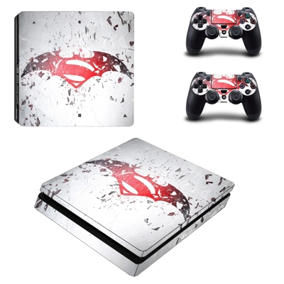 Superman Batman decal skin for PS4 Slim Console and two co.. Superman Batman decal skin for PS4 Slim Console and two co..