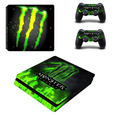 Monster Engergy decal skin for PS4 Slim Console and two co.. Monster Engergy decal skin for PS4 Slim Console and two co..