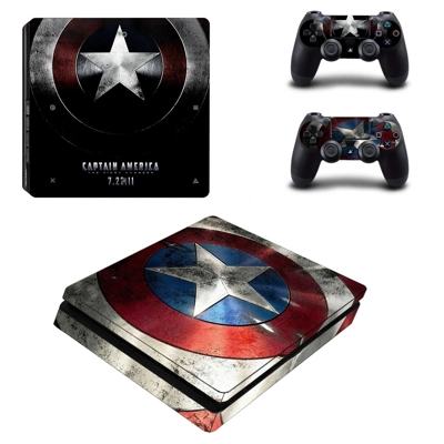 Captain America decal skin for PS4 Slim Console and two co.. Captain America decal skin for PS4 Slim Console and two co..