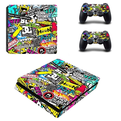 Sticker bomb decal skin for PS4 Slim Console and two contr.. Sticker bomb decal skin for PS4 Slim Console and two contr..