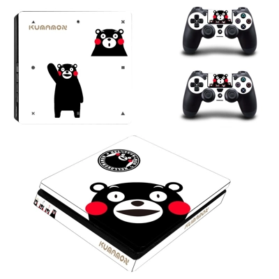 Kumamon decal skin for PS4 Slim Console and two controllers Kumamon decal skin for PS4 Slim Console and two controllers