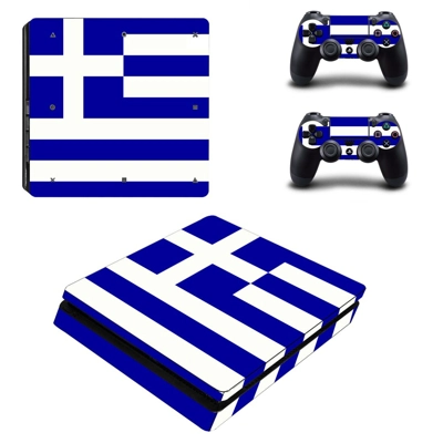 Kingdom of greece flag decal skin for PS4 Slim Console and two controllers