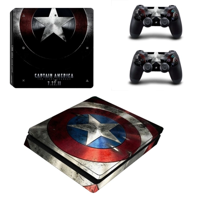 Captain America decal skin for PS4 Slim Console and two co.. Captain America decal skin for PS4 Slim Console and two co..