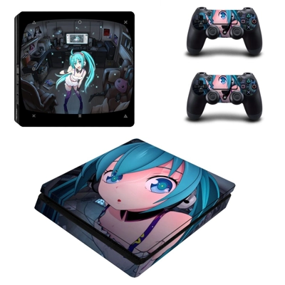 Anime Girl decal skin for PS4 Slim Console and two control.. Anime Girl decal skin for PS4 Slim Console and two control..