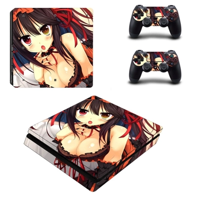 Anime Girl decal skin for PS4 Slim Console and two control.. Anime Girl decal skin for PS4 Slim Console and two control..