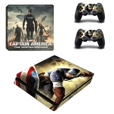 Captain America the winter soldier decal skin for PS4 Slim Console and two controllers