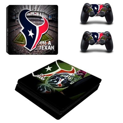 Houston Texans decal skin for PS4 Slim Console and two con.. Houston Texans decal skin for PS4 Slim Console and two con..