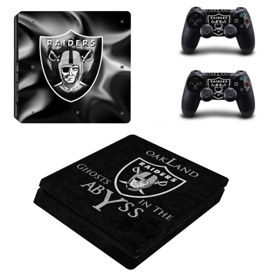 Oakland Raiders decal skin for PS4 Slim Console and two co.. Oakland Raiders decal skin for PS4 Slim Console and two co..