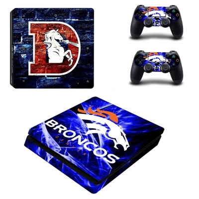 Denver Broncos decal skin for PS4 Slim Console and two con.. Denver Broncos decal skin for PS4 Slim Console and two con..