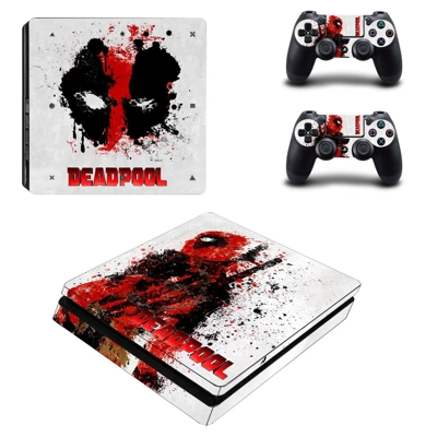 Deadpool decal skin for PS4 Slim Console and two controllers Deadpool decal skin for PS4 Slim Console and two controllers