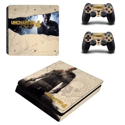 Uncharted 4 decal skin for PS4 Slim Console and two contro.. Uncharted 4 decal skin for PS4 Slim Console and two contro..