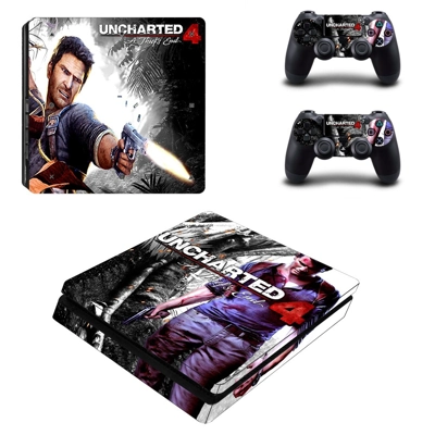 Uncharted 4 decal skin for PS4 Slim Console and two contro.. Uncharted 4 decal skin for PS4 Slim Console and two contro..