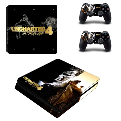 Uncharted 4 decal skin for PS4 Slim Console and two contro.. Uncharted 4 decal skin for PS4 Slim Console and two contro..