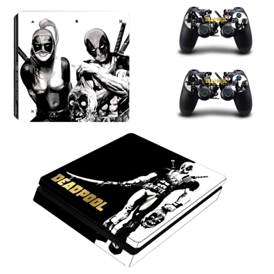 Deadpool decal skin for PS4 Slim Console and two controllers Deadpool decal skin for PS4 Slim Console and two controllers
