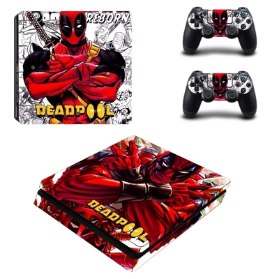 Deadpool decal skin for PS4 Slim Console and two controllers Deadpool decal skin for PS4 Slim Console and two controllers