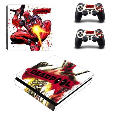 Deadpool decal skin for PS4 Slim Console and two controllers Deadpool decal skin for PS4 Slim Console and two controllers