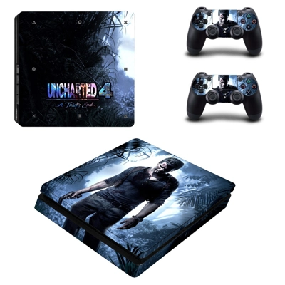 Uncharted 4 decal skin for PS4 Slim Console and two contro.. Uncharted 4 decal skin for PS4 Slim Console and two contro..