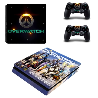 Overwatch decal skin for PS4 Slim Console and two controll.. Overwatch decal skin for PS4 Slim Console and two controll..