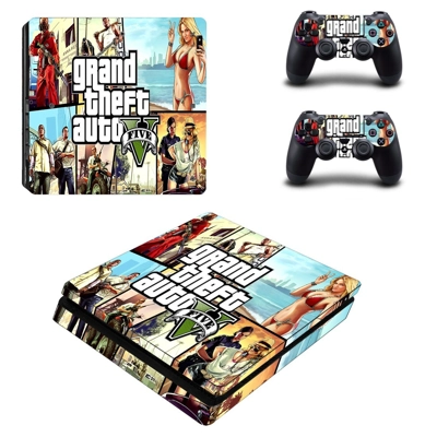 Grand Theft Auto 5 decal skin for PS4 Slim Console and two controllers