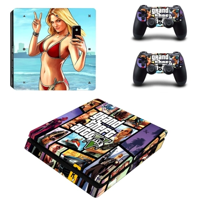 Grand Theft Auto 5 decal skin for PS4 Slim Console and two.. Grand Theft Auto 5 decal skin for PS4 Slim Console and two..