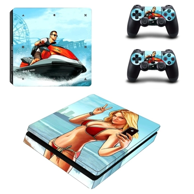 Grand Theft Auto 5 decal skin for PS4 Slim Console and two.. Grand Theft Auto 5 decal skin for PS4 Slim Console and two..