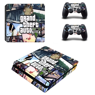 Grand Theft Auto 5 decal skin for PS4 Slim Console and two.. Grand Theft Auto 5 decal skin for PS4 Slim Console and two..