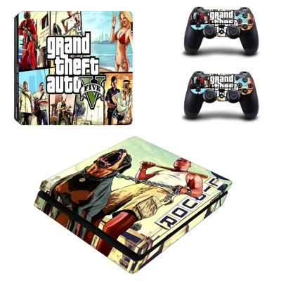 Grand Theft Auto 5 decal skin for PS4 Slim Console and two.. Grand Theft Auto 5 decal skin for PS4 Slim Console and two..