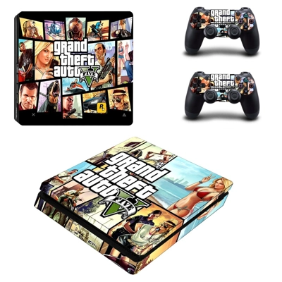 Grand Theft Auto 5 decal skin for PS4 Slim Console and two.. Grand Theft Auto 5 decal skin for PS4 Slim Console and two..