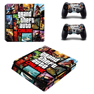 Grand Theft Auto Online decal skin for PS4 Slim Console and two controllers