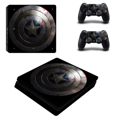 Captain America decal skin for PS4 Slim Console and two co.. Captain America decal skin for PS4 Slim Console and two co..