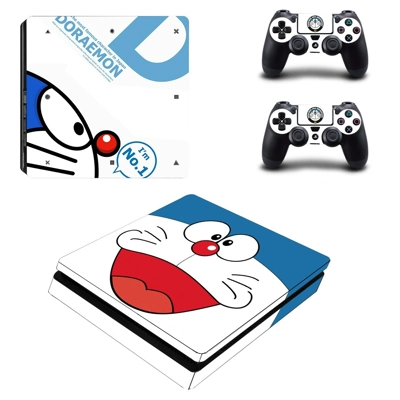 Doraemon decal skin for PS4 Slim Console and two controllers Doraemon decal skin for PS4 Slim Console and two controllers