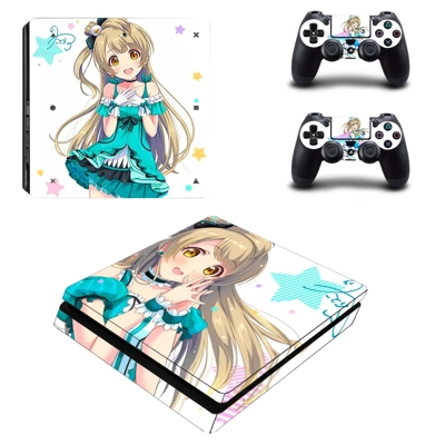 Anime Girl decal skin for PS4 Slim Console and two control.. Anime Girl decal skin for PS4 Slim Console and two control..